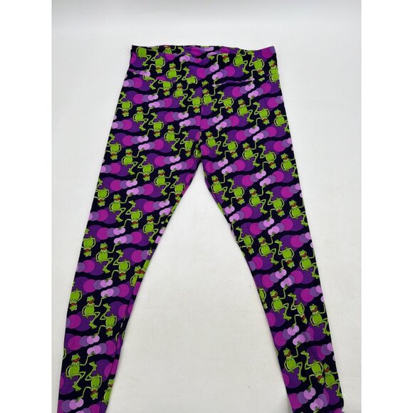 Lularoe Tall & Curvy Leggings With Kermit The Frog Print Purple New - Picture 5 of 5